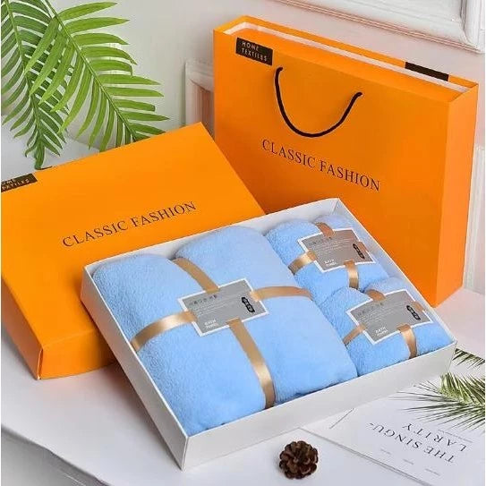 3-in-1 Microfiber Coral Velvet Towel Set