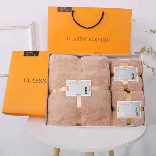 3-in-1 Microfiber Coral Velvet Towel Set