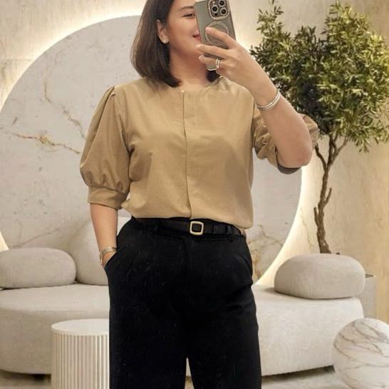 CELESTE LINEN PUFF SLEEVE TOP BUY 1 TAKE