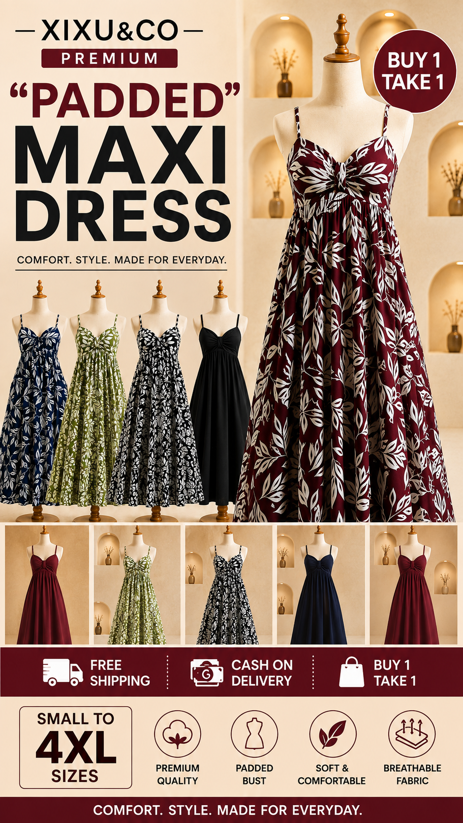 XIXU&CO PREMIUM "P A D D E D" MAXI DRESS