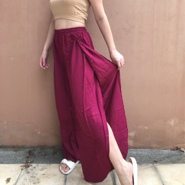 Boho Highwaist Slit Wide Leg Pants [BUY1TAKE1FREE]