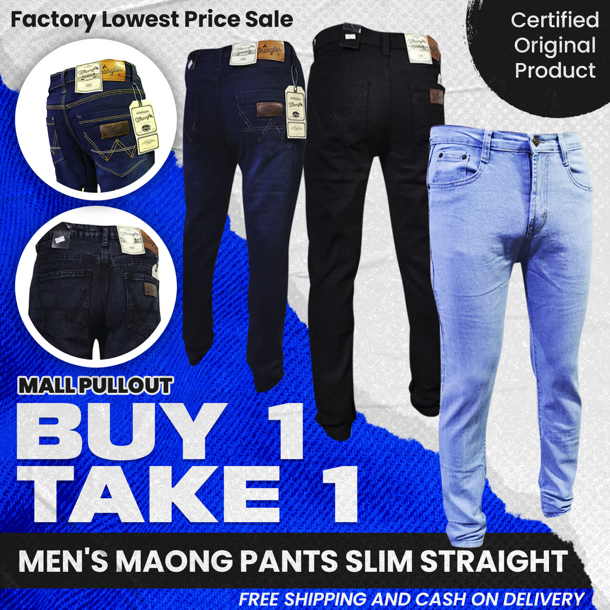 2023 Maong Pants Stretchable Skinny Jeans [ BUY 1 TAKE 1 FREE ]