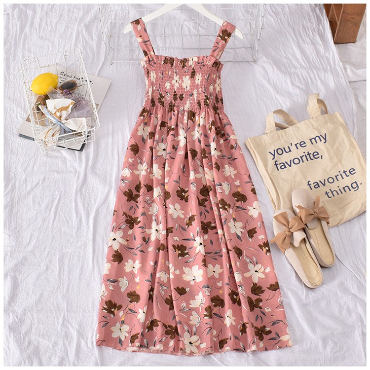 LONG SMOCKED STRING TIE DRESS [Buy1Take1FREE]