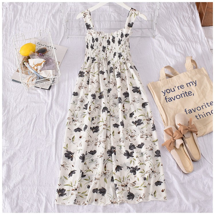 LONG SMOCKED STRING TIE DRESS [Buy1Take1FREE]
