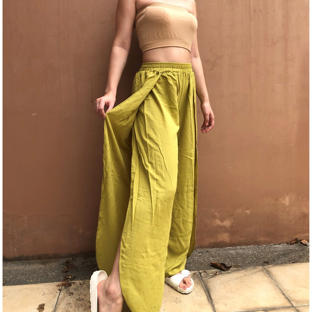 Boho Highwaist Slit Wide Leg Pants [BUY1TAKE1FREE]
