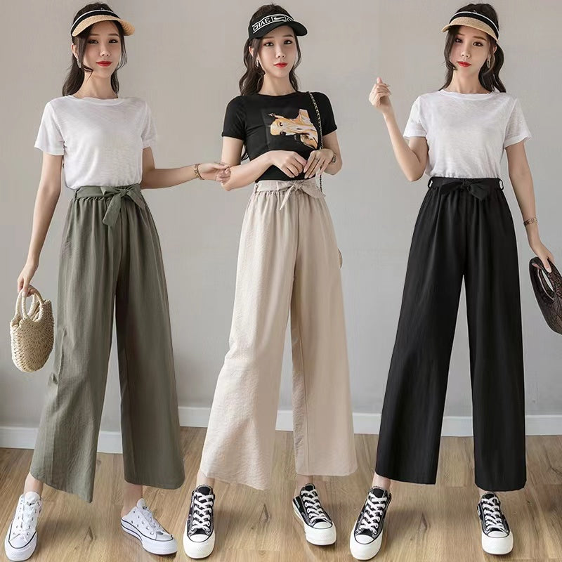 Straight Cut New Adult Fashion Trendy Garterized Wide Leg Pants [BUY1TAKE1FREE]