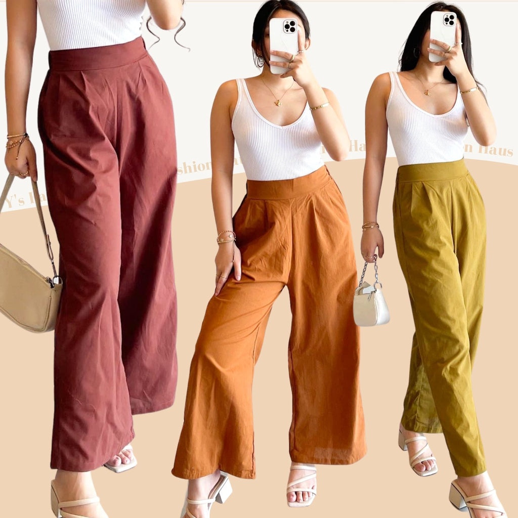 Classy Linen Korean High Waist Wide Leg Pants [BUY1TAKE1FREE]