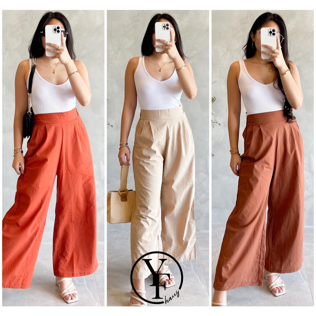 Classy Linen Korean High Waist Wide Leg Pants [BUY1TAKE1FREE]