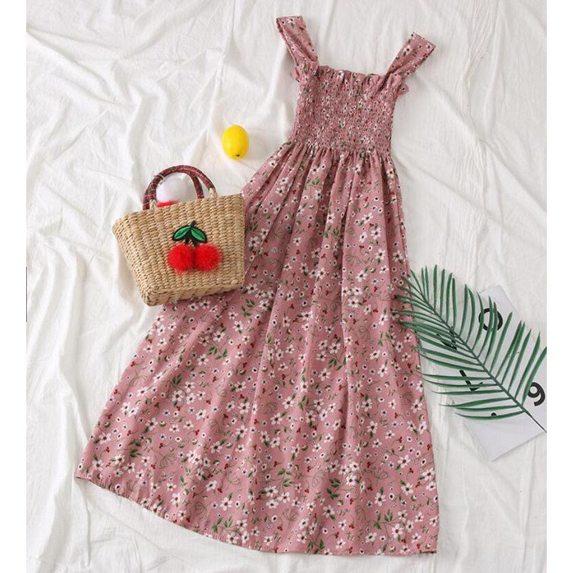 LONG SMOCKED STRING TIE DRESS [Buy1Take1FREE]