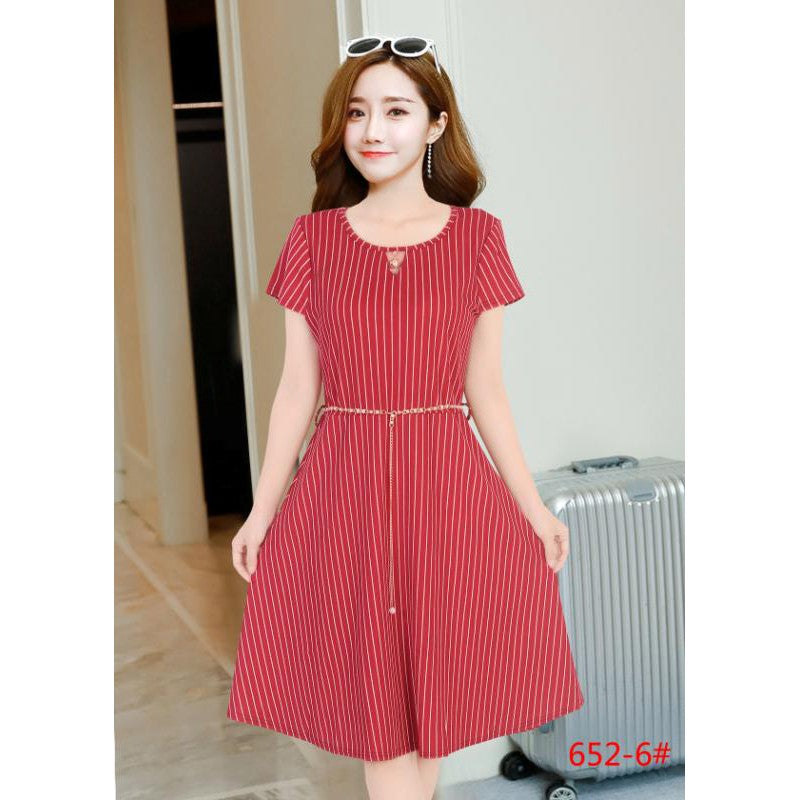 Korean Stripes Dress w FREE Gold Pearl Belt (BUY 1 TAKE 1)