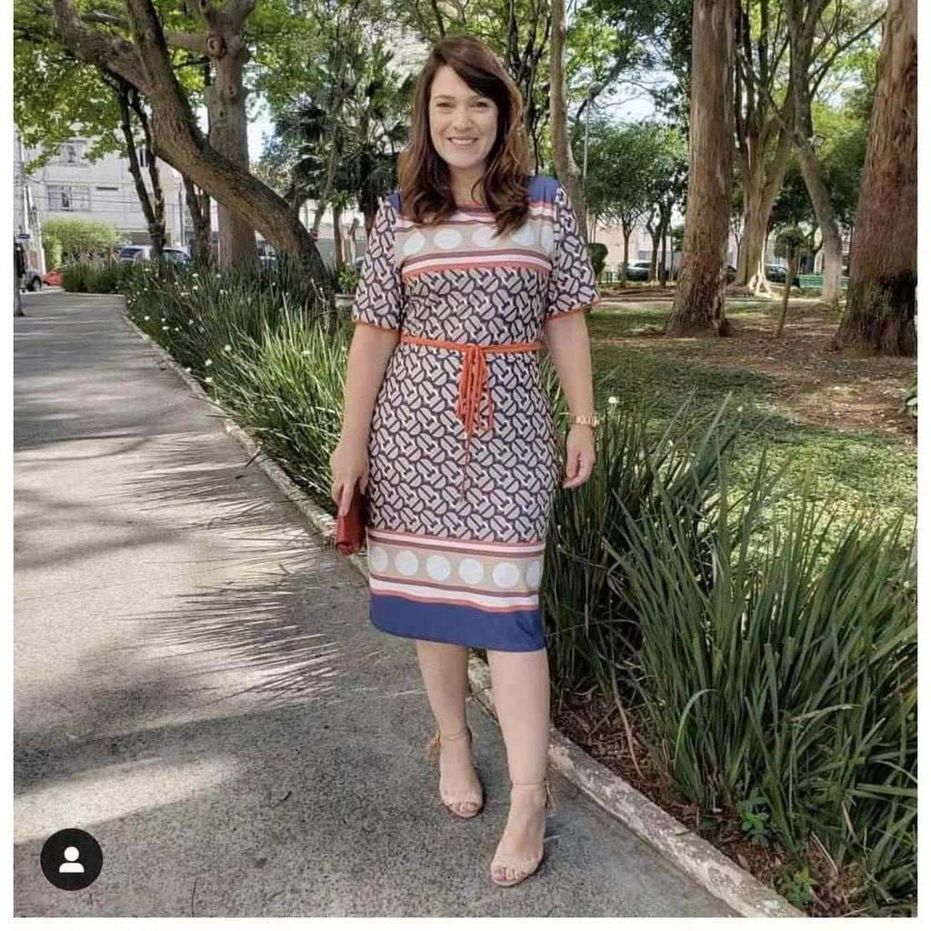 Plus size Geometric Square Print Casual Dress [BUY1TAKE1FREE]