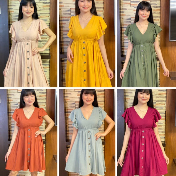 Buy1Take1 V-neck Ruffle Sleeve Dress