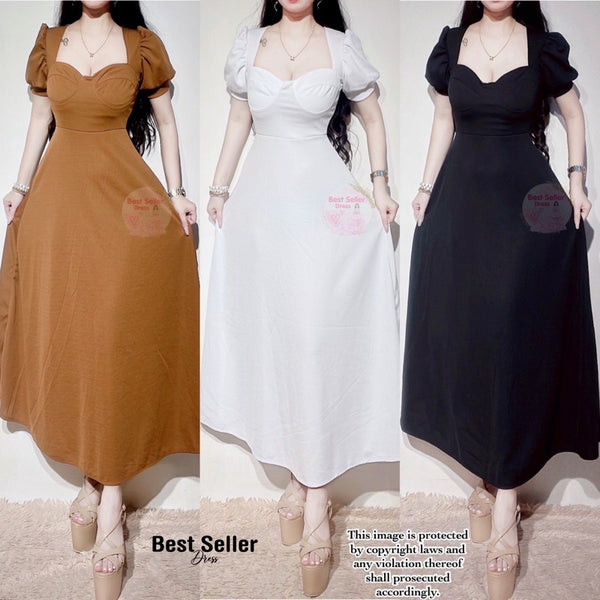 Buy1Take1 Korean Puff Sleeves Corset Dress