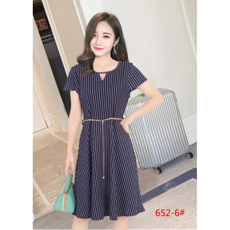 Korean Stripes Dress w FREE Gold Pearl Belt (BUY 1 TAKE 1)