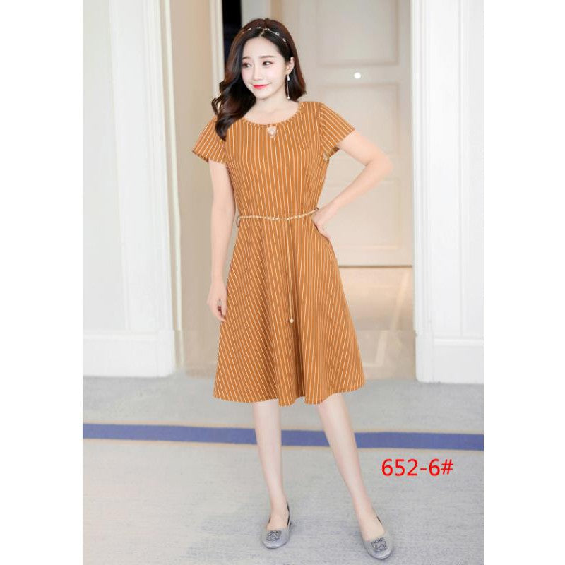 Korean Stripes Dress w FREE Gold Pearl Belt (BUY 1 TAKE 1)