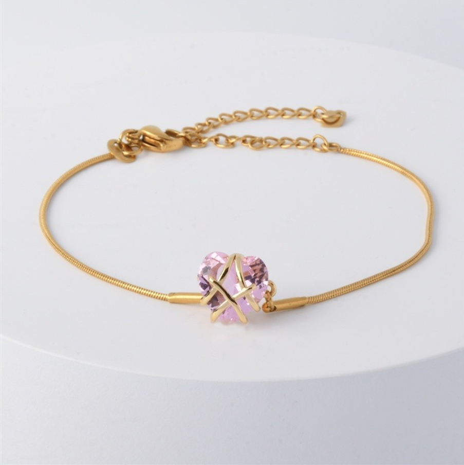 18K Gold Heart Barbie Bracelet 70% OFF