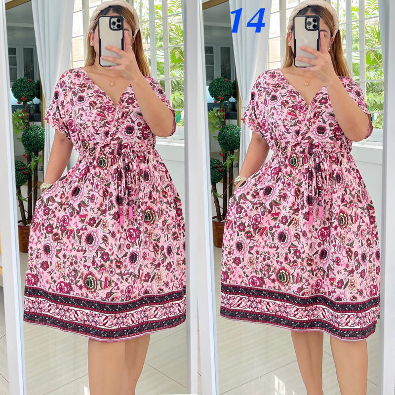 Plus Size Overlap Midi Dress [ BUY 1 TAKE 1 FREE ]