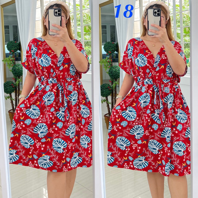 Plus Size Overlap Midi Dress [ BUY 1 TAKE 1 FREE ]