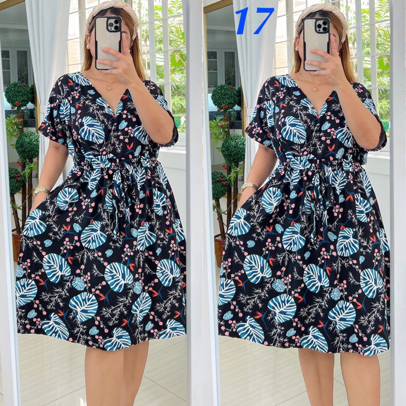 Plus Size Overlap Midi Dress [ BUY 1 TAKE 1 FREE ]