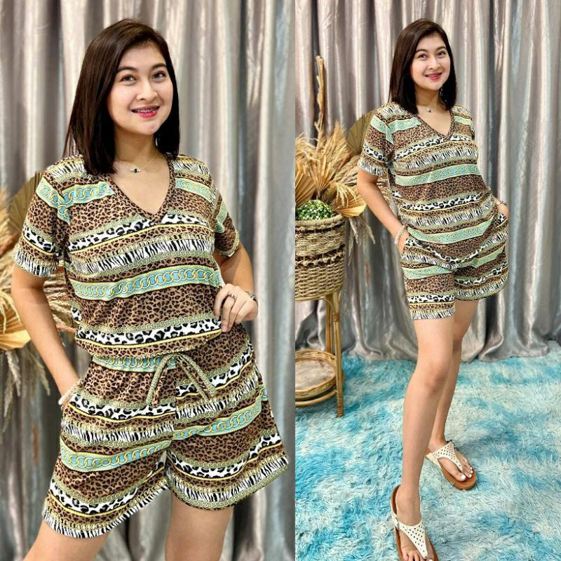 LADIES V-NECK BLOUSE & SHORTS TERNO [Buy1Take1]