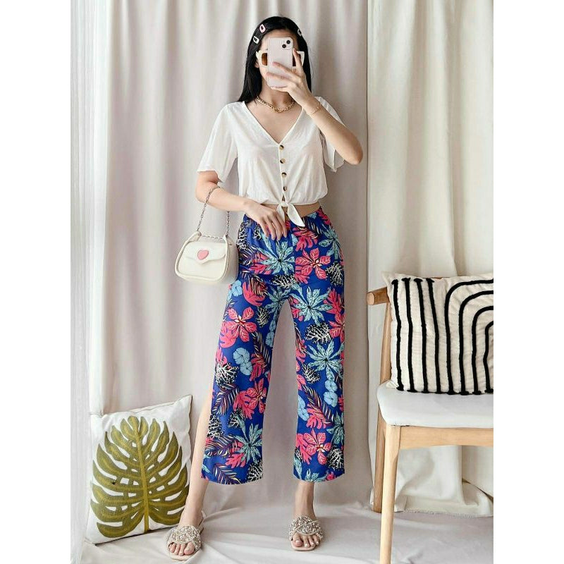 JENNY BOHO WIDE LEG SQUARE PANTS - with side slit {BUY1TAKE2}