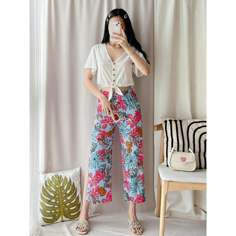 JENNY BOHO WIDE LEG SQUARE PANTS - with side slit {BUY1TAKE2}