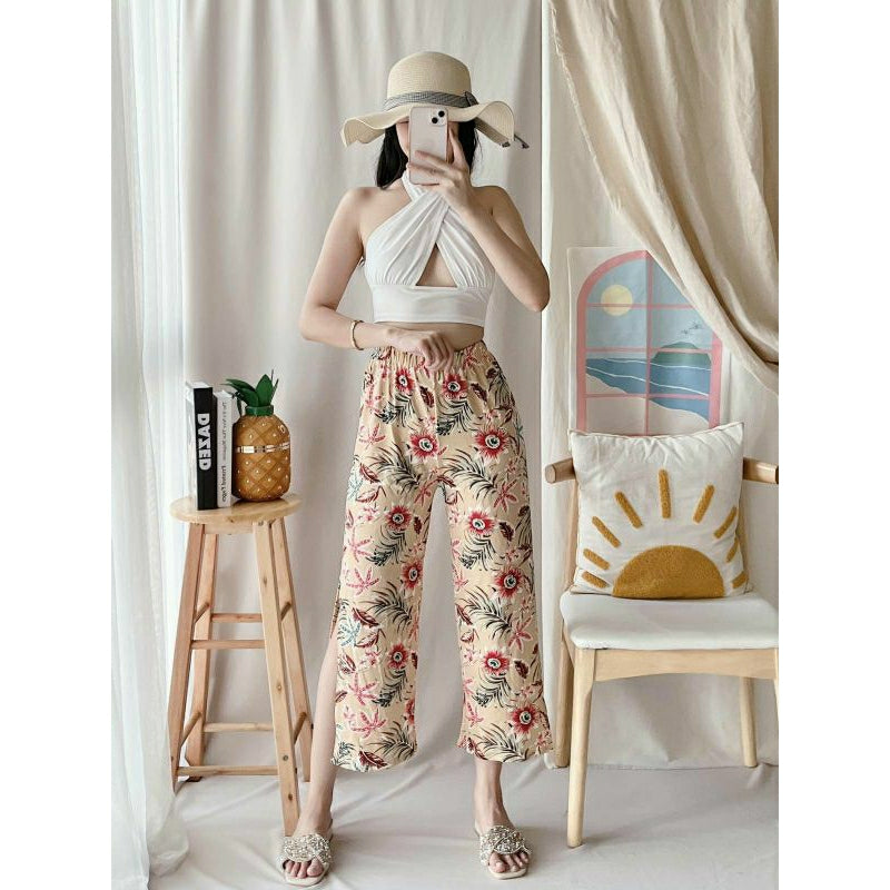 JENNY BOHO WIDE LEG SQUARE PANTS - with side slit {BUY1TAKE2}