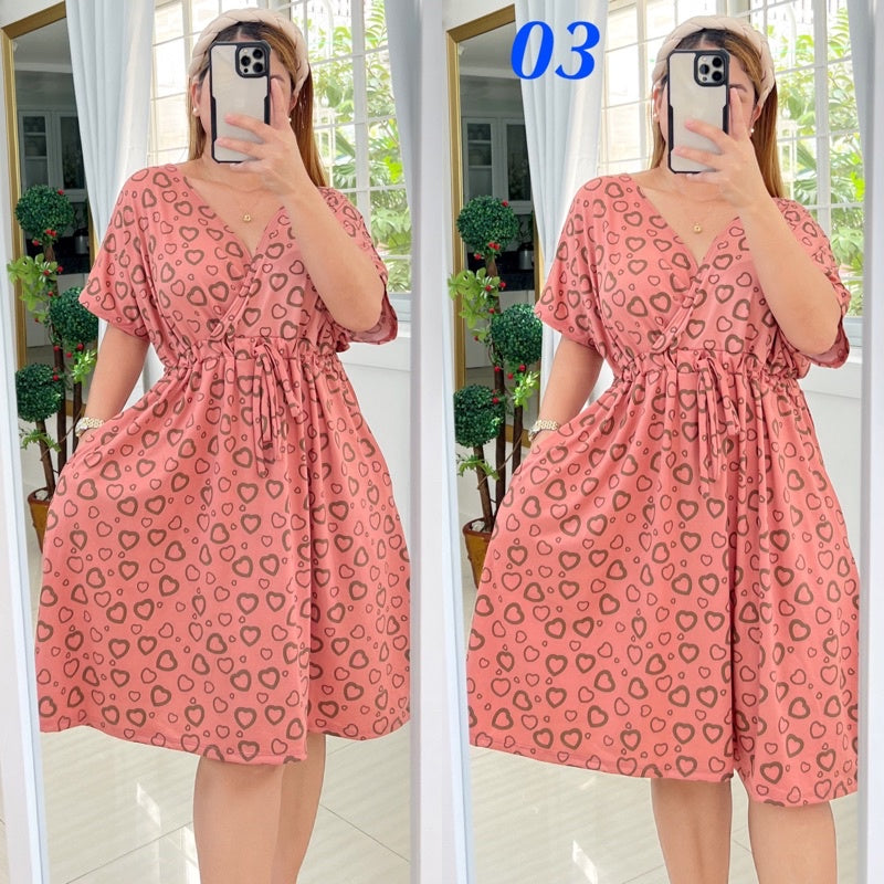Plus Size Overlap Midi Dress [ BUY 1 TAKE 1 FREE ]