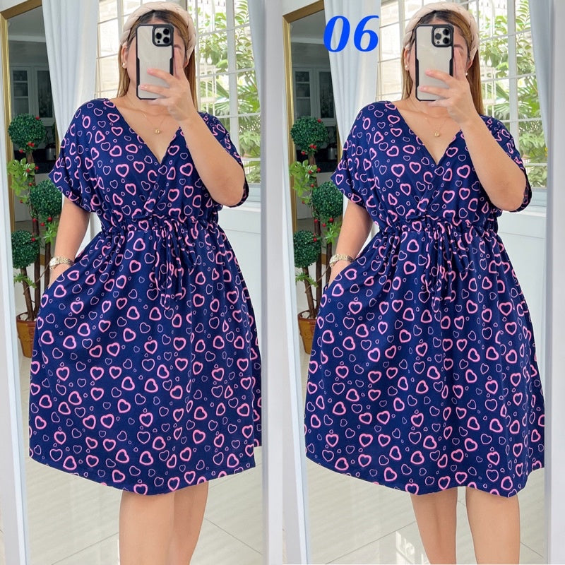 Plus Size Overlap Midi Dress [ BUY 1 TAKE 1 FREE ]