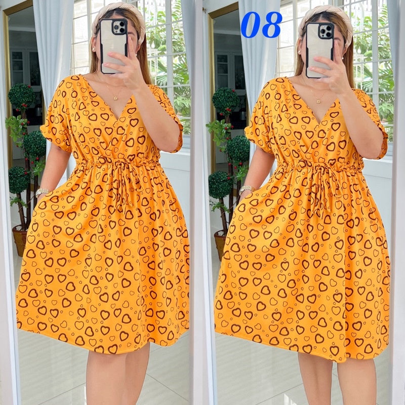 Plus Size Overlap Midi Dress [ BUY 1 TAKE 1 FREE ]