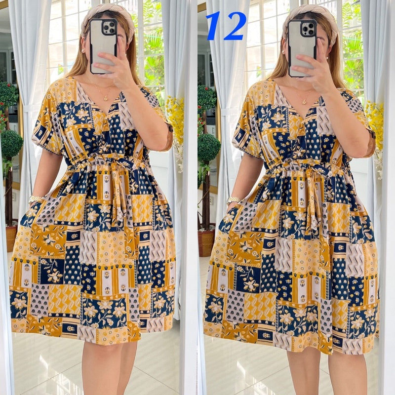 Plus Size Overlap Midi Dress [ BUY 1 TAKE 1 FREE ]