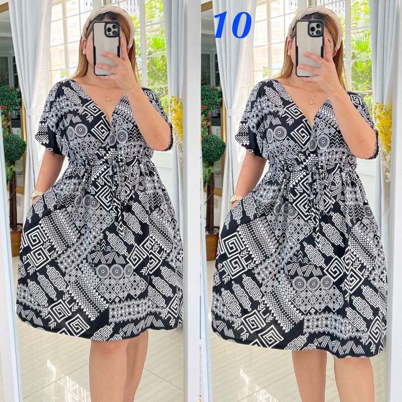 Plus Size Overlap Midi Dress [ BUY 1 TAKE 1 FREE ]